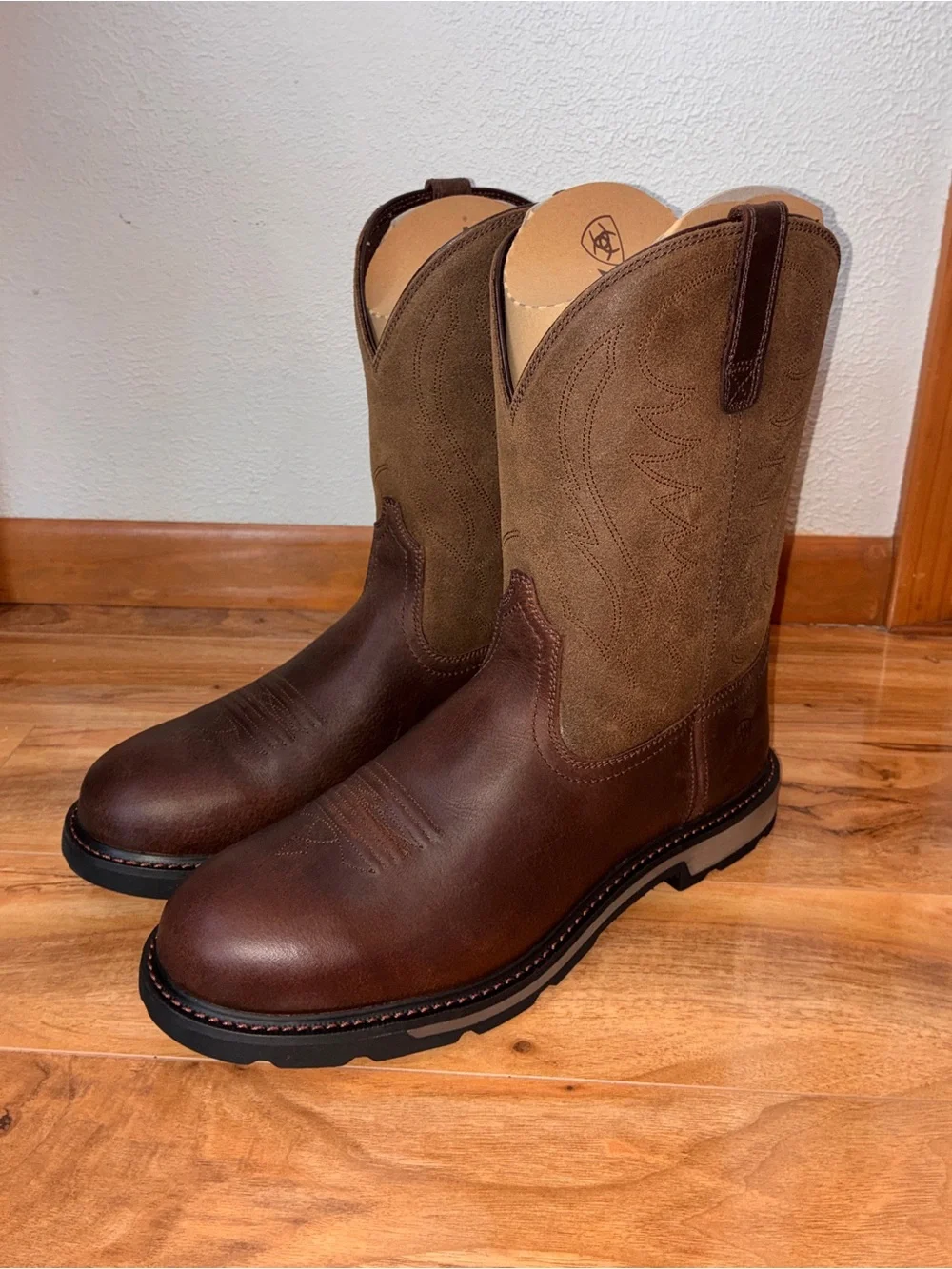 Ariat Men’s Groundbreaker Pull-On Work Boots, brown - size 14 EE (wide)